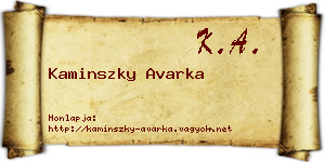 Kaminszky Avarka névjegykártya